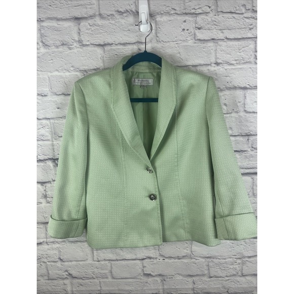 Tahari Jackets & Blazers - Tahari ASL Women's Preppy Old Money  Textured Lined Green Blazer Size 10